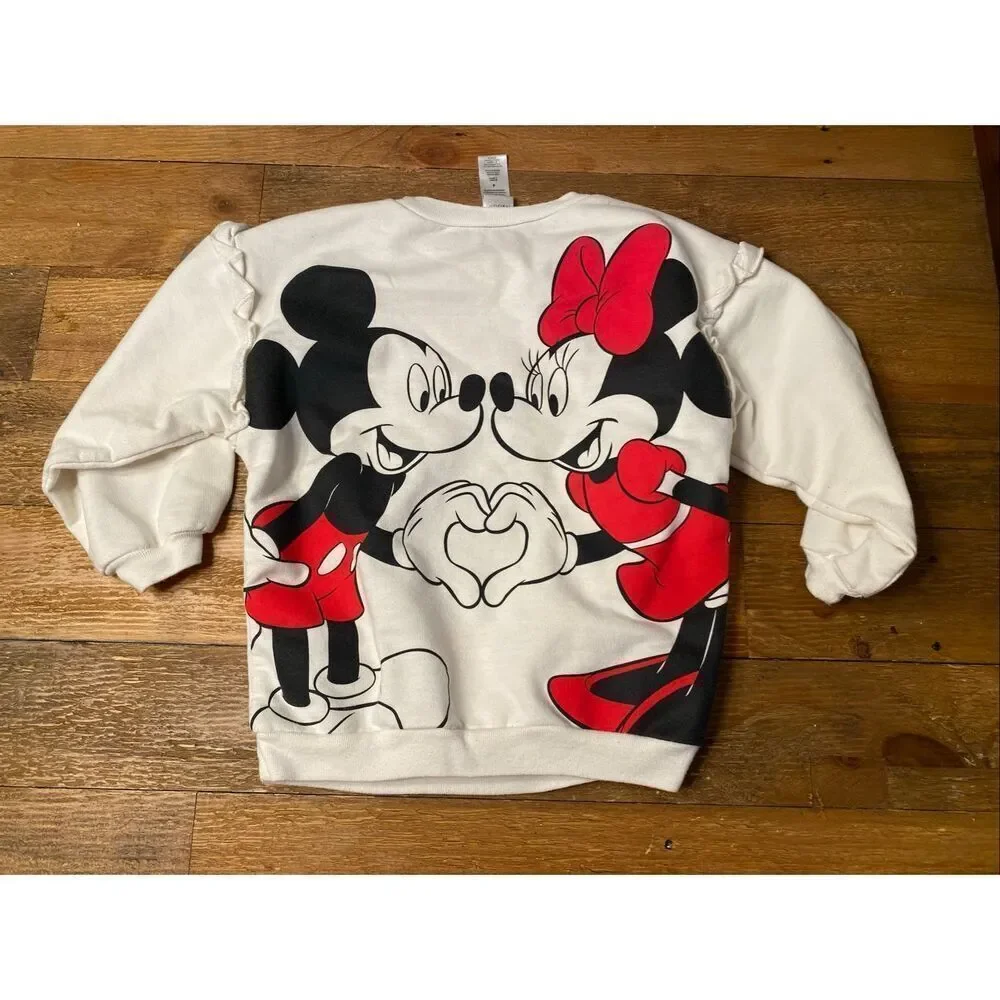 Disney size 4 Minnie Mickey 2 piece outfit white red heart love valentines